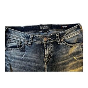 Silver, Fluid, Boyfriend, Acid, Distress, Size 10, Cropped Jean